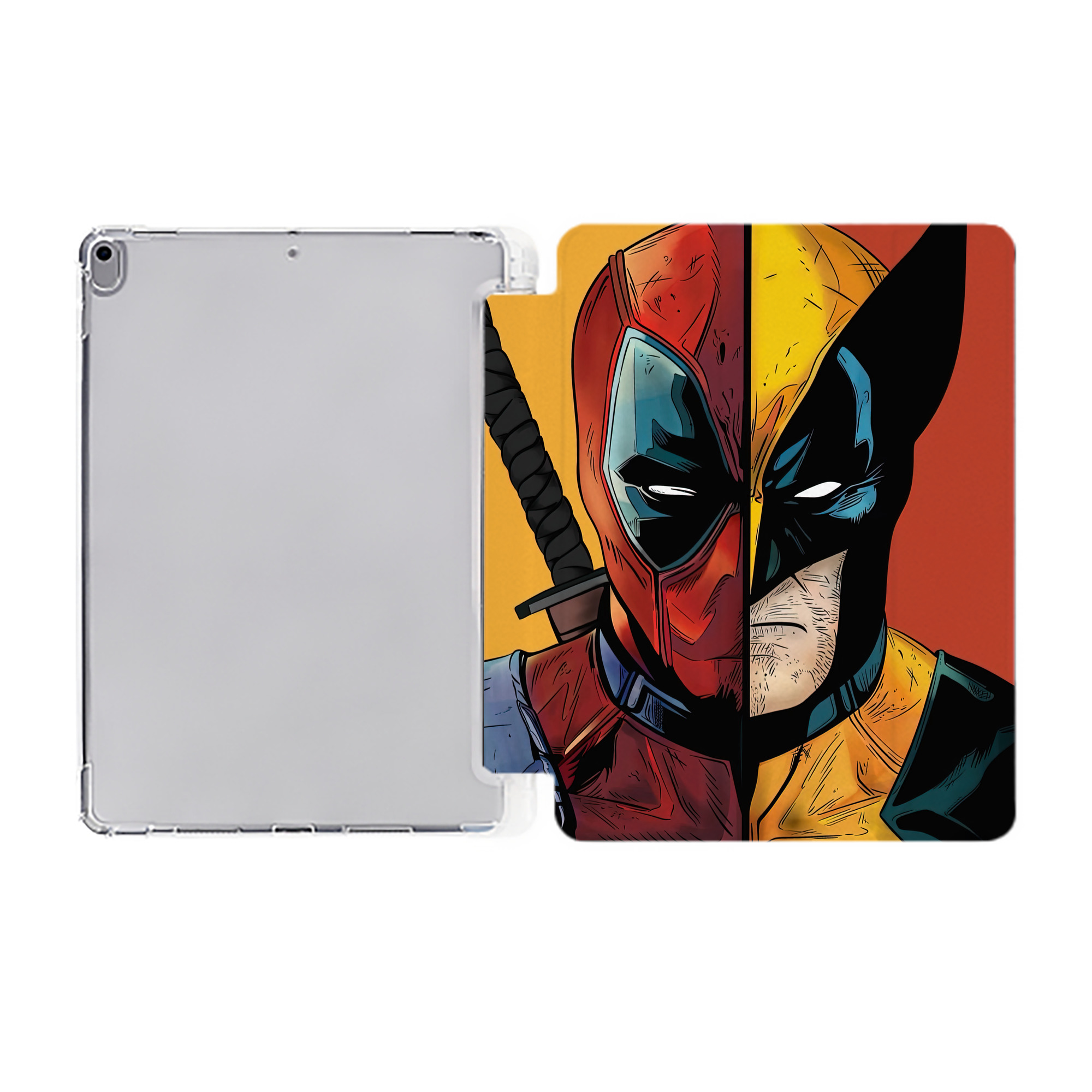 （画像用） Deadpool デッドプール IPad ケース ペン収納付き 三つ折りスタンド PUレザー×シリコン 対応機種9.5/10.5/10.9インチ